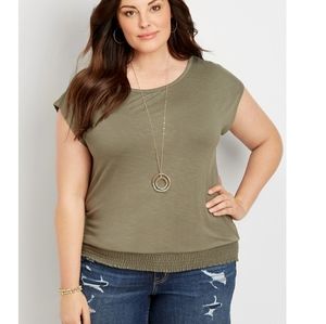 Maurices 24/7 Solid Smocked Hem Tee